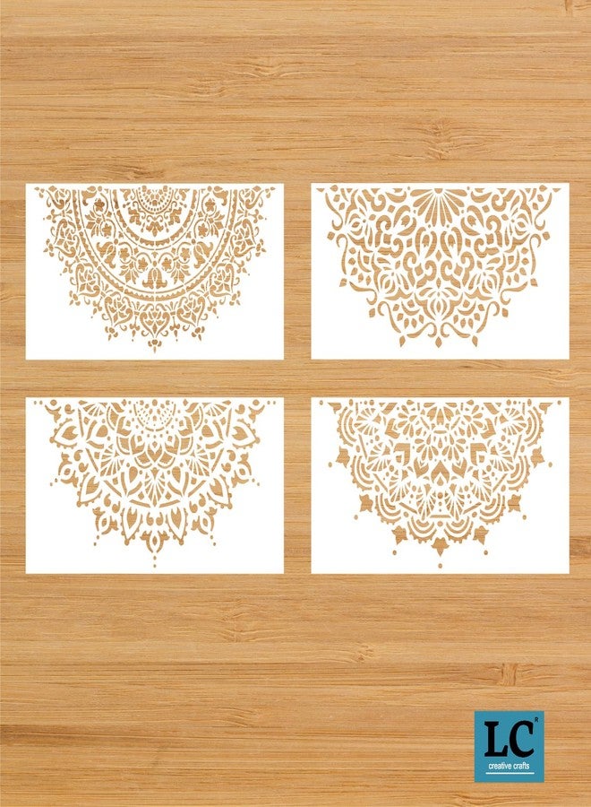 LC Creative Crafts مجموعة قوالب استنسل ماندالا من إل سي كرييتيف كرافتس للرسم على الجدران، عبوة من 4 قطع (LC000343) (8 بوصة × 16 بوصة) - Image 2